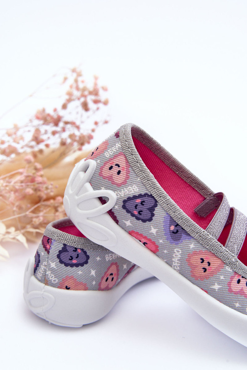 Baleríny srdce Papcie Befado 116X319 šedá-růžová