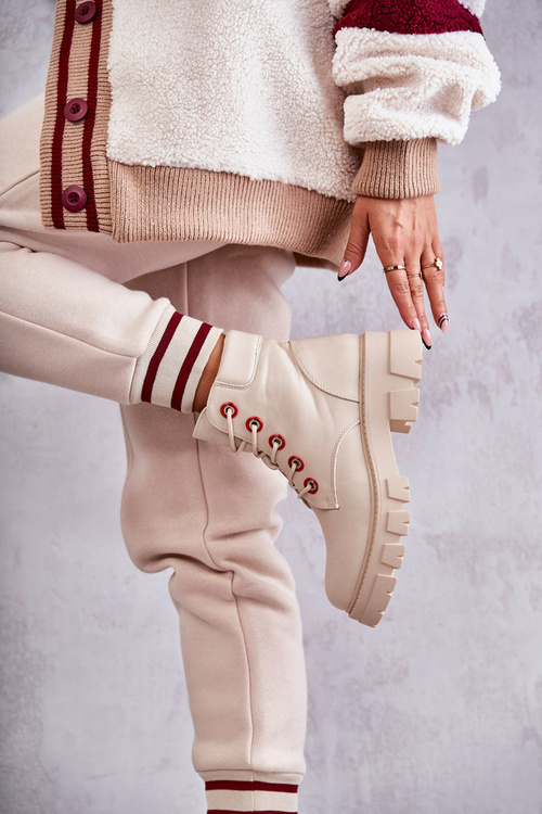 Kožené Boty Pracovníci Na Zipu béžove Messa