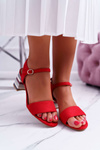 Dámske sandále na post farebná červená päta