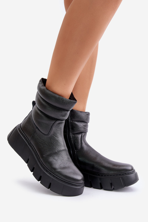 Zazoo 60512 Dámske Kožené Čižmy Na Zips S Teplou Filcovou Podšívkou Čierne