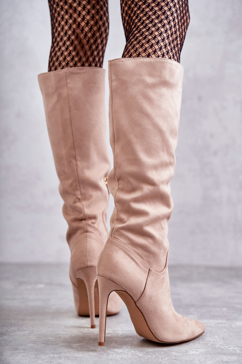 Klasické Semišové černé Boty Na Béžový Ameya