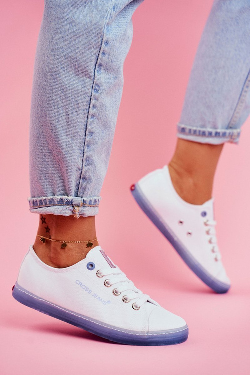 Dámske tenisky krížové džínsy White Blue FF2R4077C