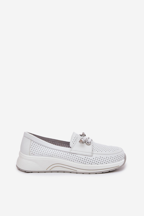 Kožené Polobotky Z Přírodní Kůže Na Platformě Artiker 56C2101 Bílé