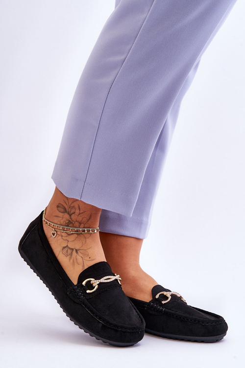 Klasické semišové mokasíny se zdobením Černá Amera