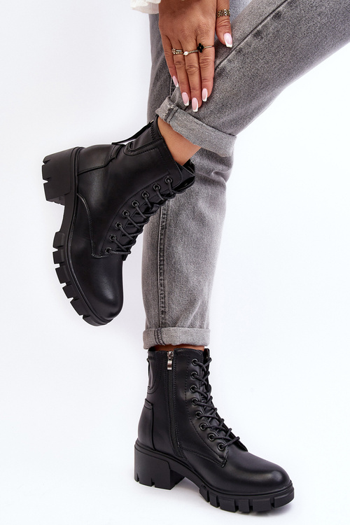 Dámské zateplené botky workery na zip černé Evrarda