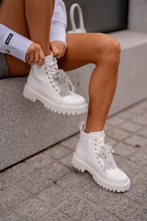 Dámské boty s mašlí bílé Ocenttia