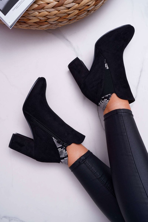 Dámské Kotníkové Boty Na Podpatku černé Jollow