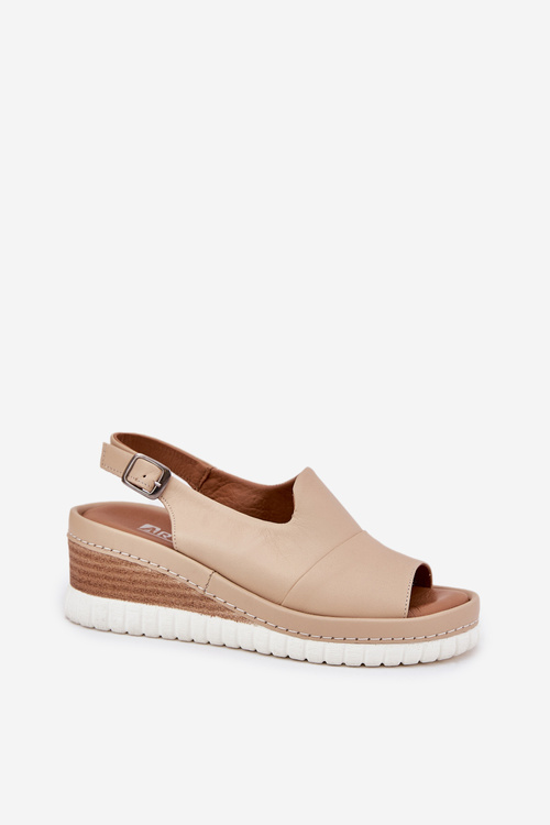 Dámské kožené sandály na klínu Artiker 56C0919 béžové