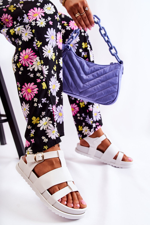 Kožené Sandály Na Platformě Bílé Tessy