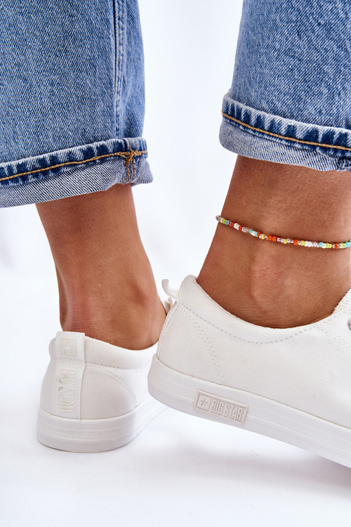 Dámska hladká nízka veľká hviezda LL274058 Biele tenisky