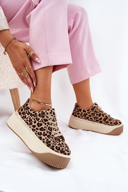 Tenisky Na Masivní Platformě Hladké Béžové Tirvanis