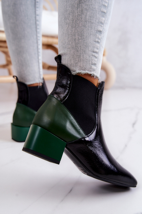 Kožené topánky na čiernom a zelenom kaileyovom post
