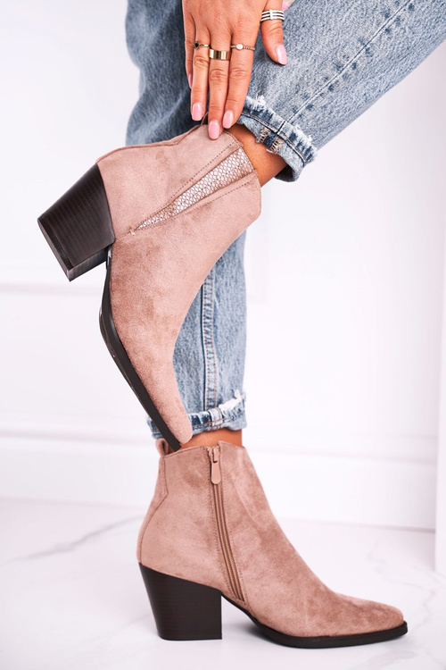 Dámské Kotníkové Boty Na Podpatku Khaki Loud