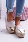 Ženské espadrilles béžové ringer platforma