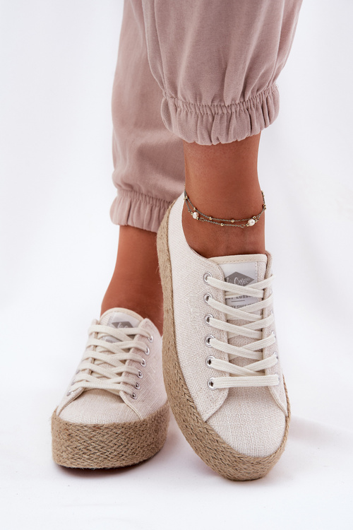 Dámske Tenisky Na Platforme S Pletením Lee Cooper LCW-25-02-3284 Svetlo Béžové