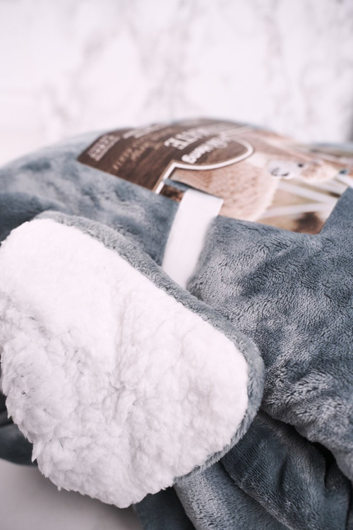 Velká Oboustranná Plyšová A Ovčí Deka Sherpa Throw Modrá