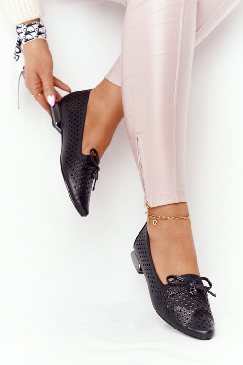 Otvorené mokasíny na striebornej päte Vinceza 21-10602 čierna