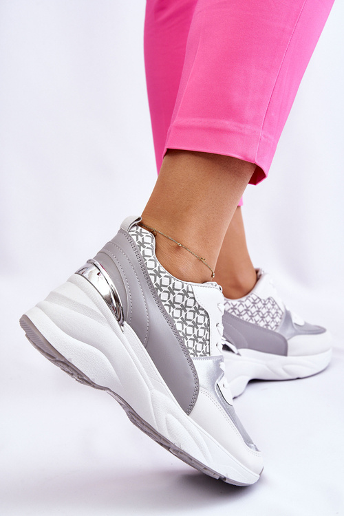 Dámská sportovní obuv na platformě bílá a šedá Ferrina