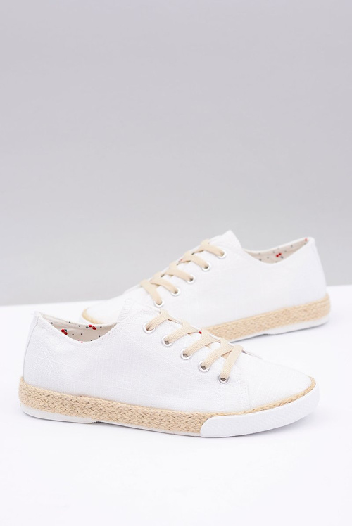 Biele ľanové dámske materiály Peppi espadrilles