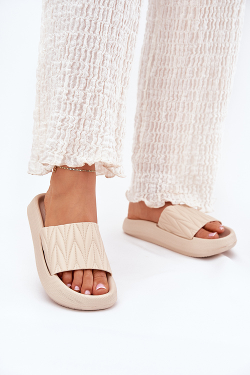 Dámské Pěnové Pantofle Na Platformě Béžové Vanesha