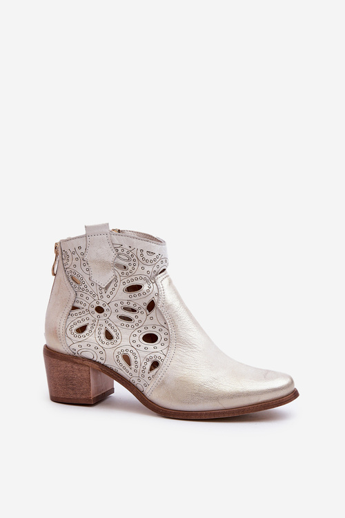 Kožené Zlatě Opačně Opletené Botky Lewski Shoes 3170/2