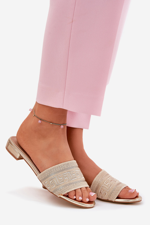 Dámské Sandály Na Plochém Podpatku Zlaté Fexxy