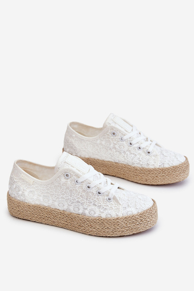 Dámske tenisky na spletenej platforme Big Star LL274199 White