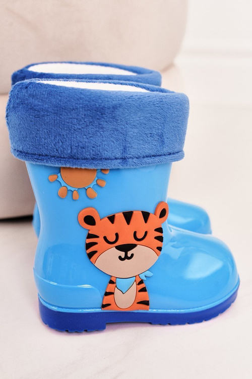 Detské izolované galoshes s modrým tigerom