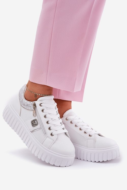 Dámské Sportovní Boty Na Platformě Z Eko Kůže Bílé Velionna