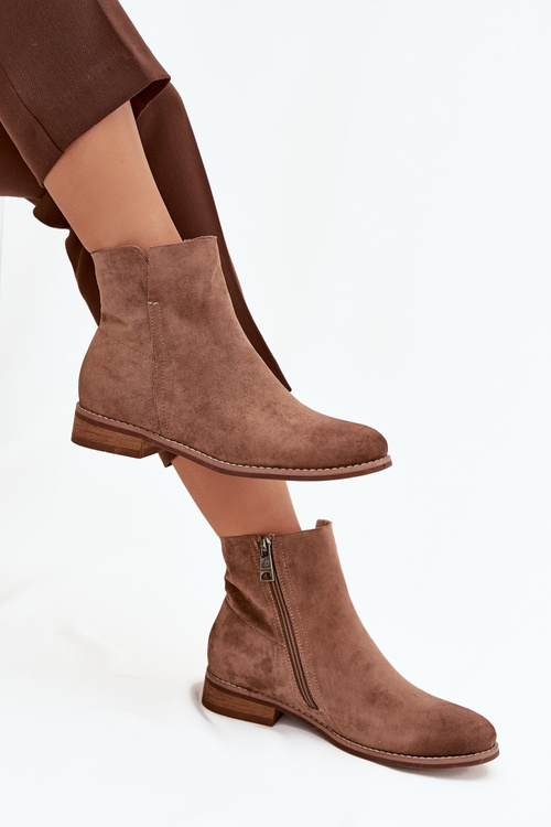 Dámské kotníkové boty na ploché podrážce Vinceza 39961 světle hnědé