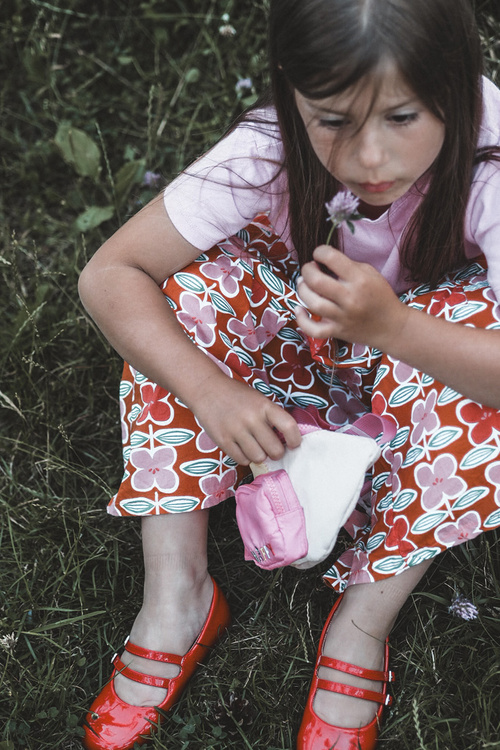 Červené lakované detské baletky s pásikmi Margenis