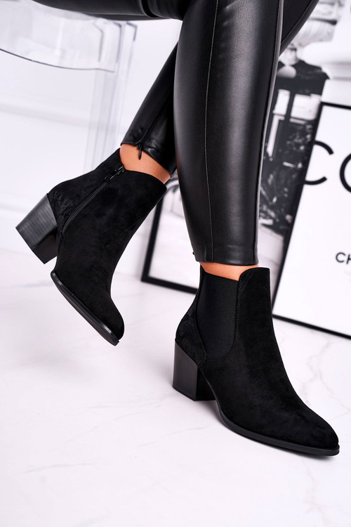 Dámské Kotníkové Boty Na Podpatku Sergio Leone Semišově černě BT613