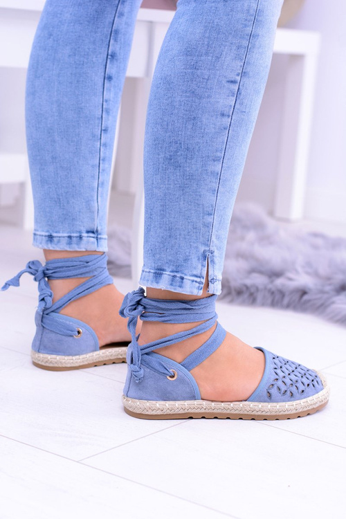 Dámské modre balleríny svázané s espadrilly Vasero