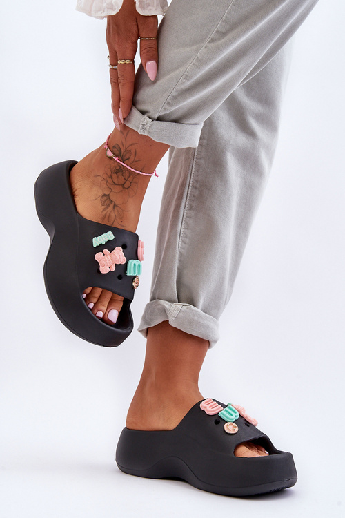 Měkké Dámské Pěnové Sandály s Ozdobami Černé Lorie