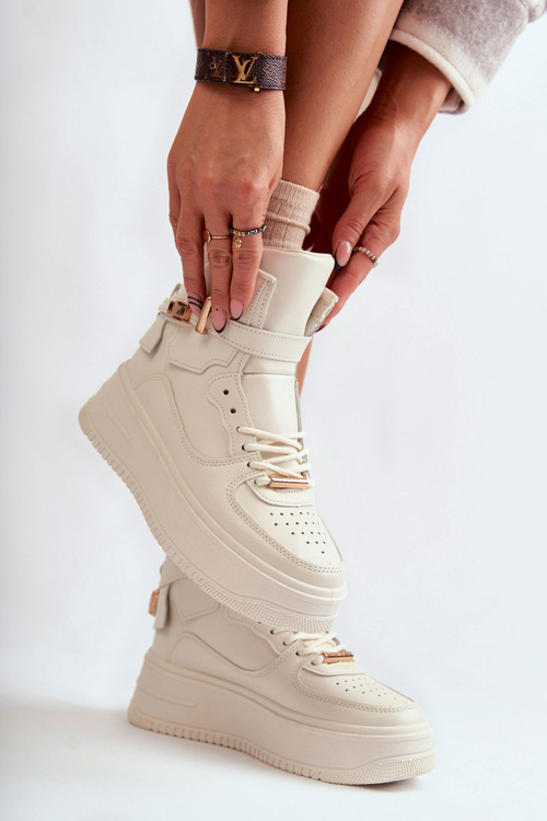 Dámské teplé vysoké sportovní boty Béžové Lexa