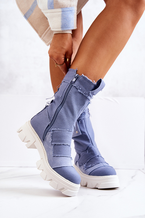 Vysoké Pracovní Boty Na Zipu Modrém Nerisa