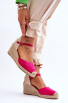 Suede Espadrilky sandály na klínu Fuchsia Cammer 