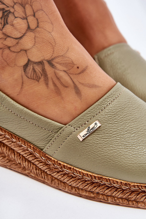 Dámske kožené espadrilly pre zelené kliny Lemmar Hadlee