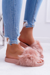 Dámské Nazouváky s Kožešinou Růžové Fur