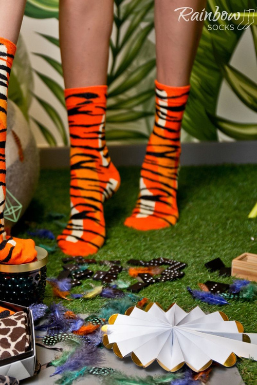 Duhové ponožky Motivy divokých zvířat Žirafa Panther Tiger 3 páry