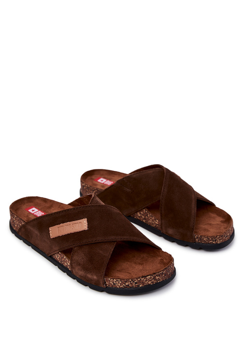 Pánska pohodlná veľká hviezda JJ176006 Brown Flip -flops