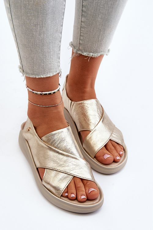 kožené sandály na klínu Černé Morgan