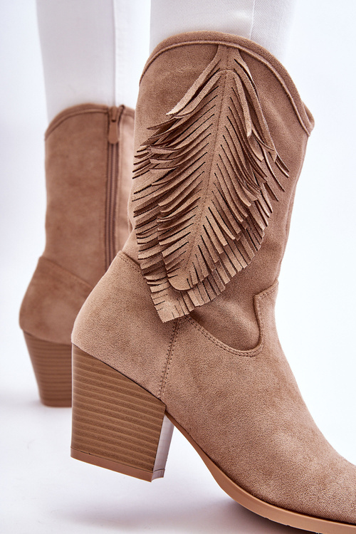 Nízke semišové topánky žien béžové kovbojské topánky