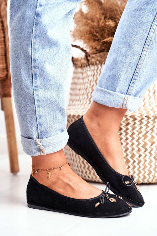 Ženské baleríny lu boo čierne layla semiš