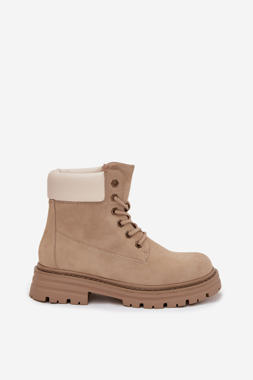 Dámske šnurovacie čižmy béžové Norena