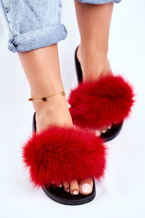 Ženské žabky s prírodným kožušinovým bushidom