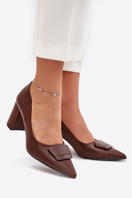 Lodičky Na Opätku S Ozdobou Hnedé Celira