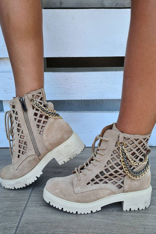 Prolamované Semišové Boty Lewski Shoes 3030-0 Pískove