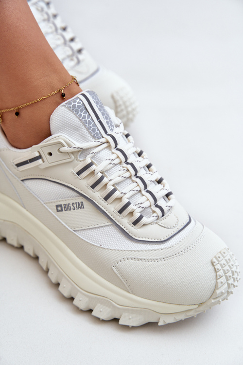 Dámské Kožené Tenisky Na Platformě Big Star OO274A221 HI-POLY SYSTEM Bílé