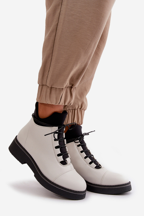 Nízke Dámske Čižmy Zateplené Z Eko Kože Béžové Erisabelle